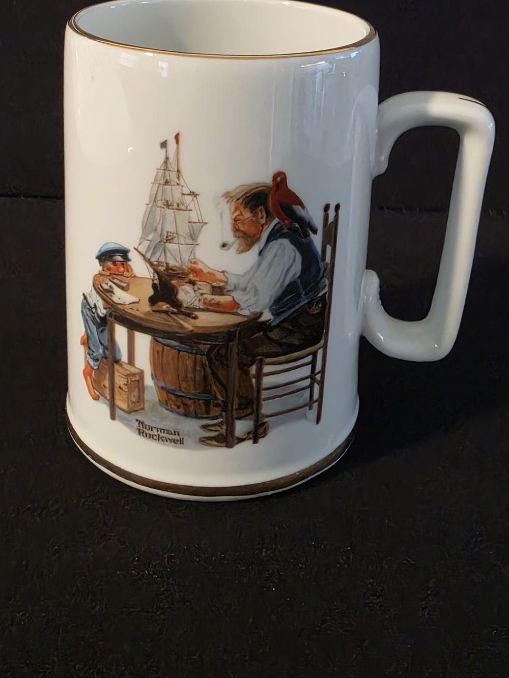 Norman Rockwell White Porcelain Nautical Scene Coffee Mug